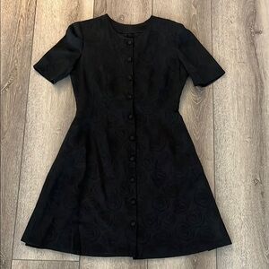 Vintage Black Floral Dress button down small